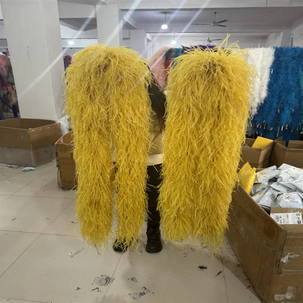 

Vintage Ostrich Feather Boa 10Ply 20Ply Natural Ostrich Feather Shawl Trims 2M 2.5M 3M for Costume Clothing Decoration Boa