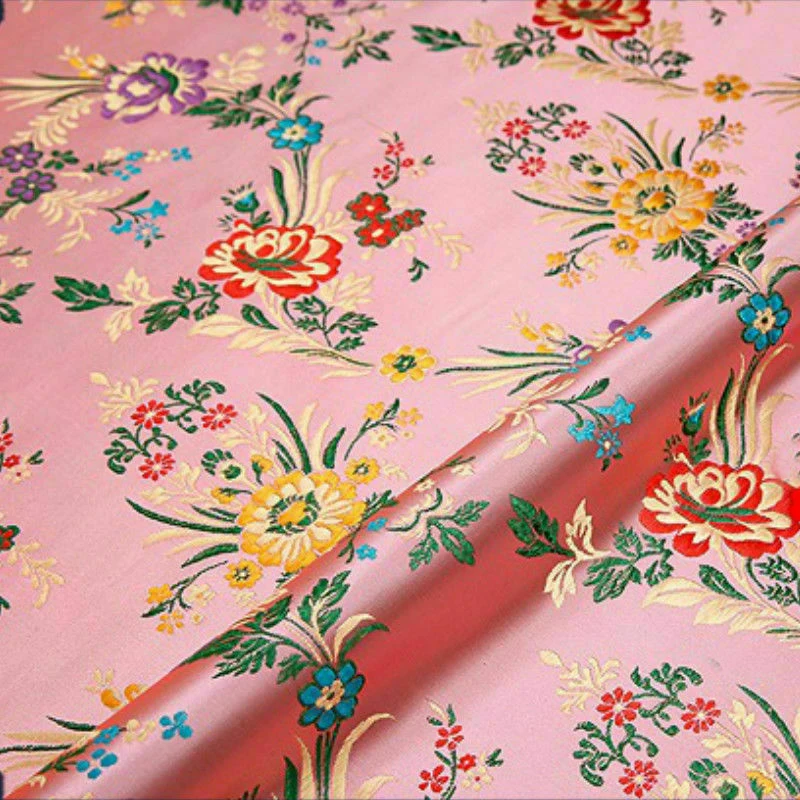 100*75cm Vintage Chinese Floral Pattern Damask Brocade Fabric For Sewing Kimono Dress Cheongsam Baby Clothes Satin Silk Fabric