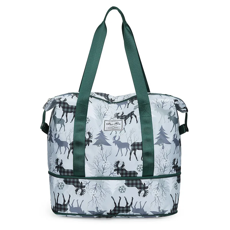 New Fashion Travel Bags For Women Large Capacity Waterproof Luggage Dry And Wet Weekend Travel Handbag Foldable Storage Oxford