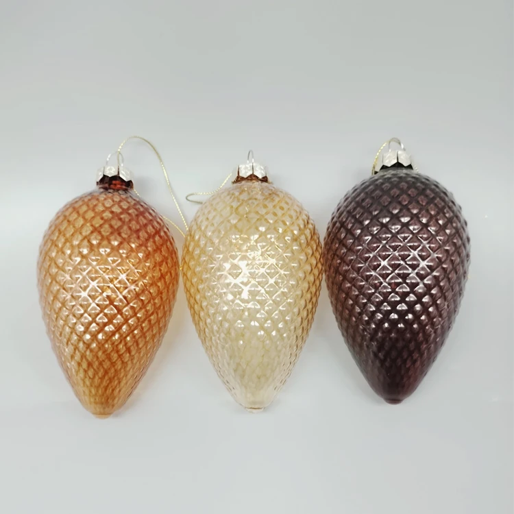 

Christmas Glass Creative Hanging Ball Gift 12cm Pinecone New Style