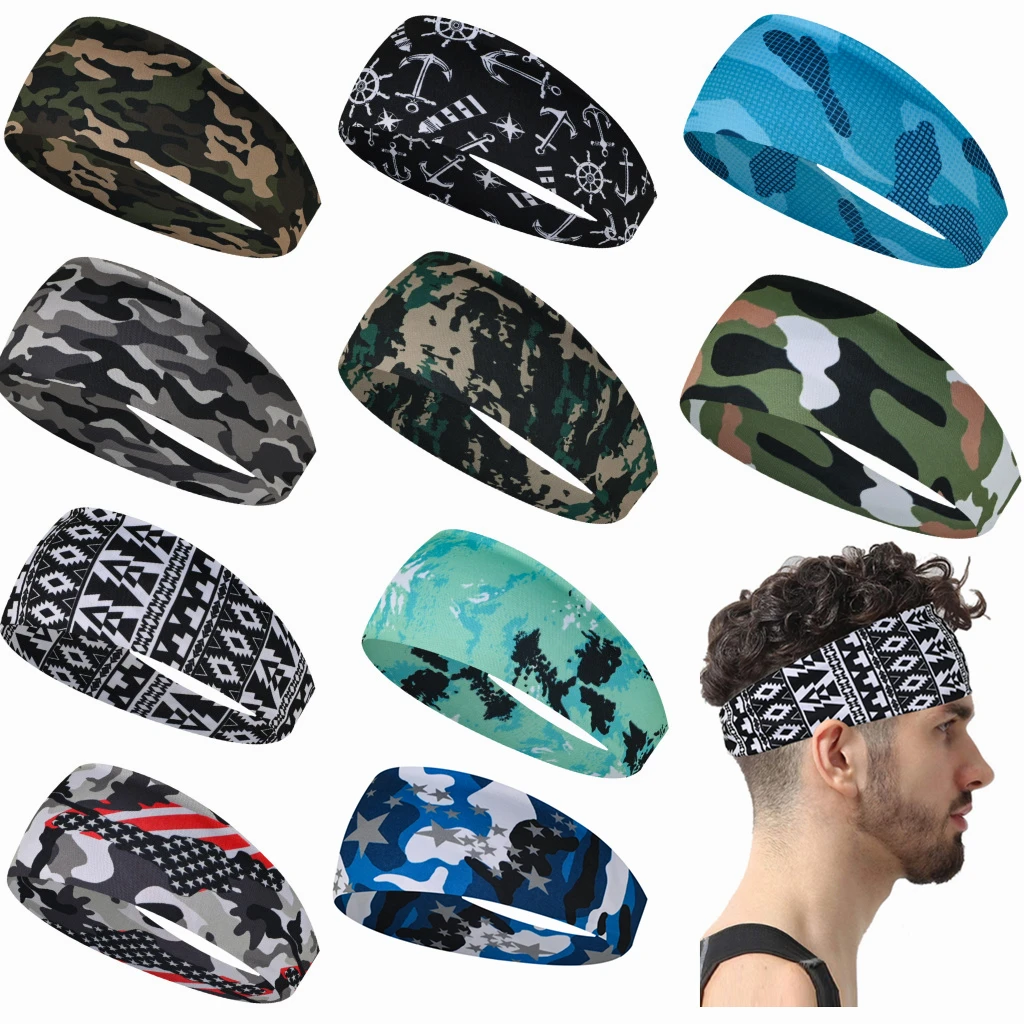 Women Men Sweatband Non Slip Elastic Sweat Hairbands Turban Fabric Hair Bands Workout Yoga Running Sport Hair Wrap Accessories