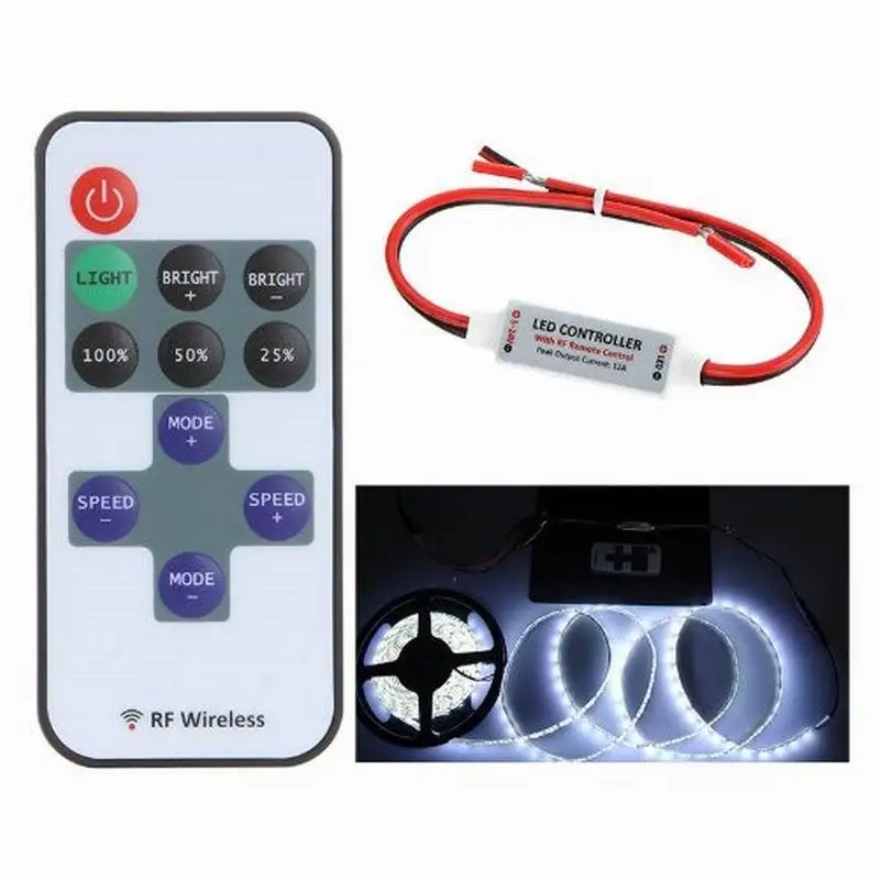 Mini DC 12V 24V Led Strip Controller Dimmer For DC 12V 24V 6A 2835 3528 5050 Single Color LED Light Strip Controller 11 Keys