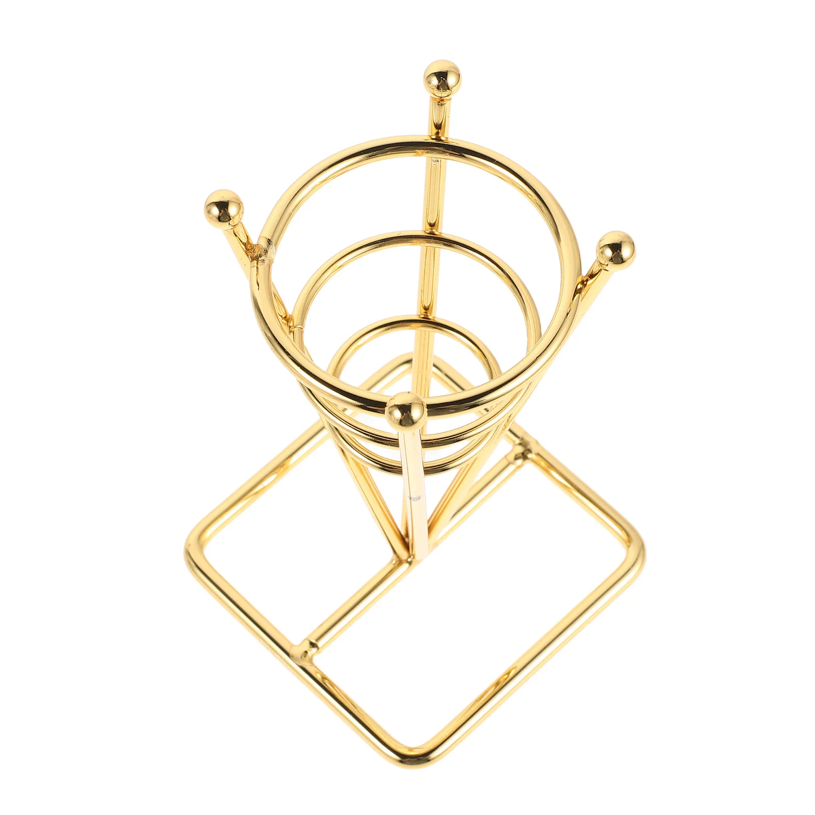 

Ice Cream Cone Display Rack Stainless Steel Waffle Cone Stand for Bakery Cafe Dessert Presentation Tabletop Holder Case