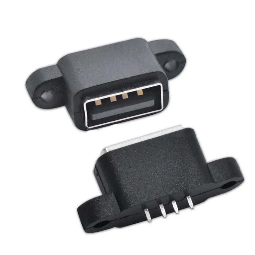 1PC USB Female Socke SMT+DIPt Plug Connector 2 Ear through-hole Micro USB 2.0 3.1 TypeC 2 4 6 14 16pWaterproof Female Vertical