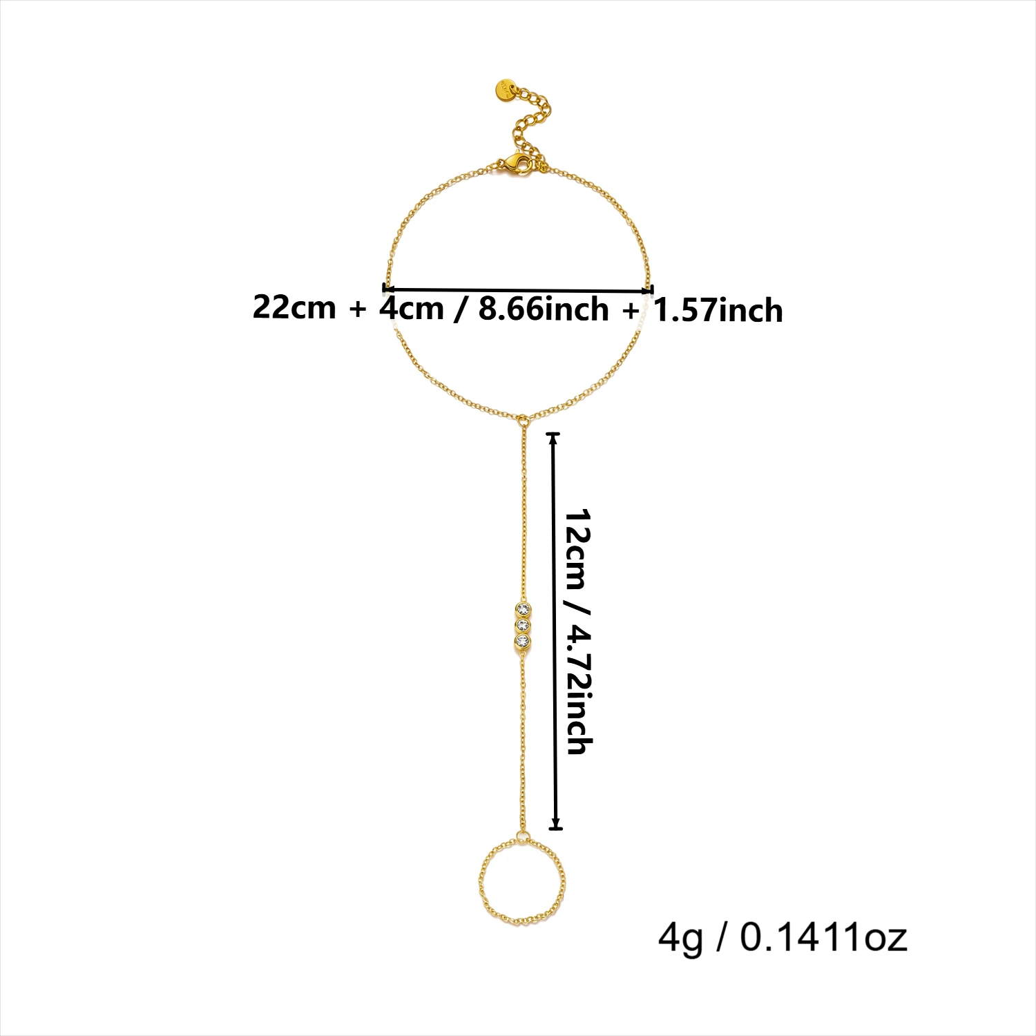 Minimalistisches CZ Edelstahl-Fingerarmband für Frauen Luxuriöse Braut Mehrlagige Handketten Party Hochzeit Schmuck Geschenk Wasserdicht – Detail 15