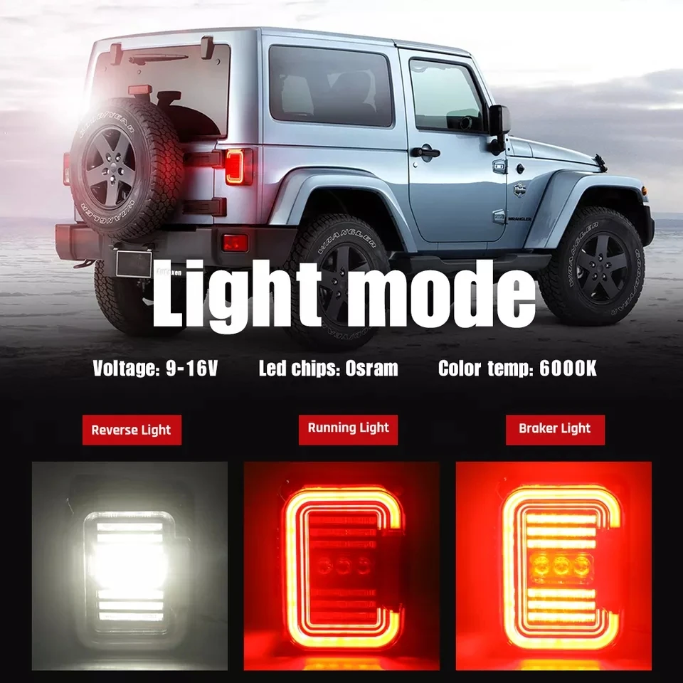 

Plug and Play Huge C Led Tail Lights for Jeep Wrangler JK JKU LANTSUN J405