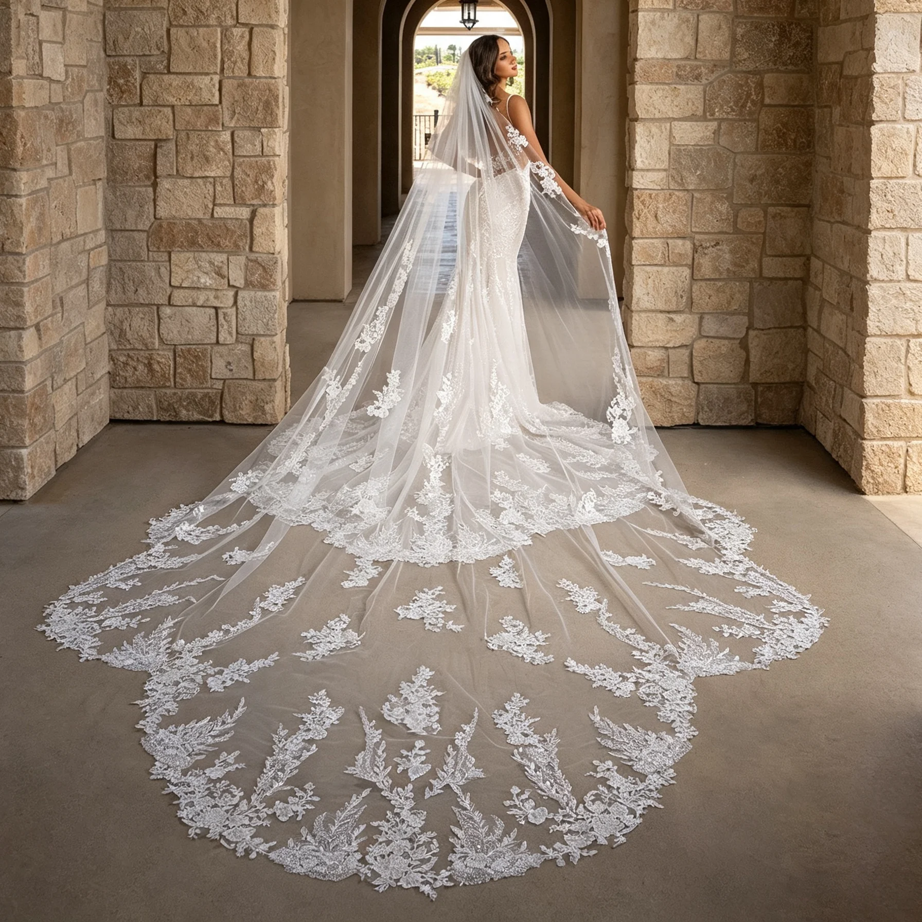 Women'S Formal Accessories - Velo de Novia Romántico Estilo Catedral,