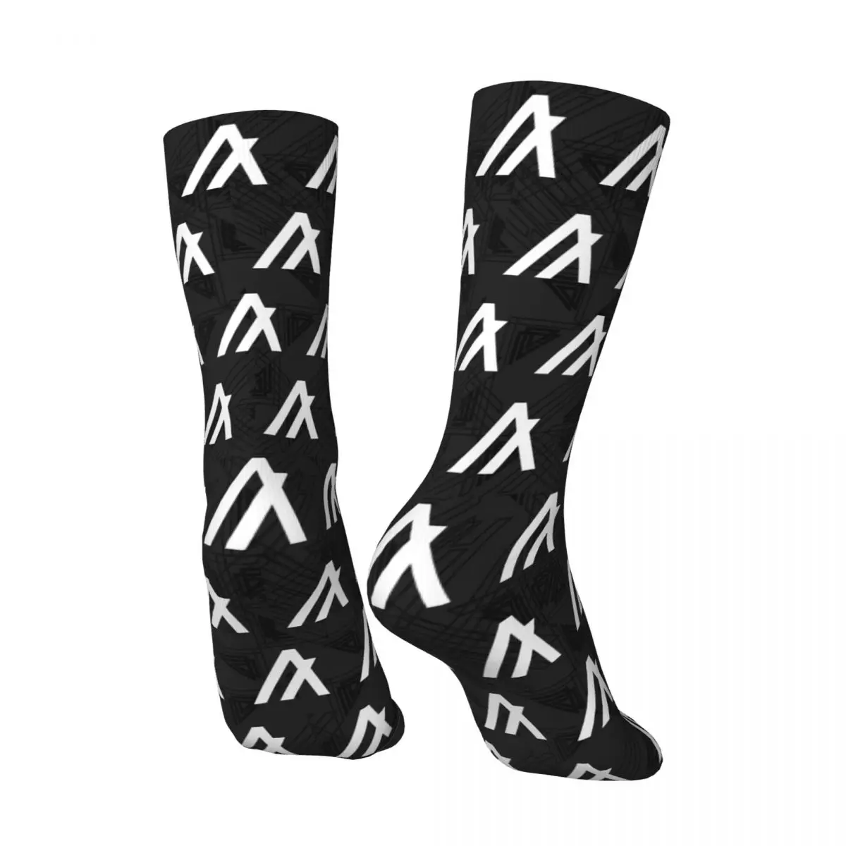 White Men's Socks Retro Harajuku Algorand Technologies Street Style Novelty Seamless Crew Sock