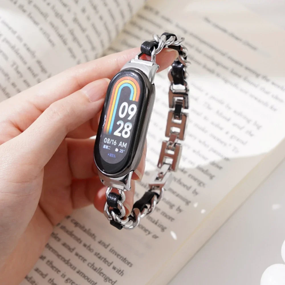 Stainless Steel Strap for Xiaomi Mi Band 8 Fashion Lady Style Metal Bracelet for Miband 8 NFC Quick Release Replacement Band