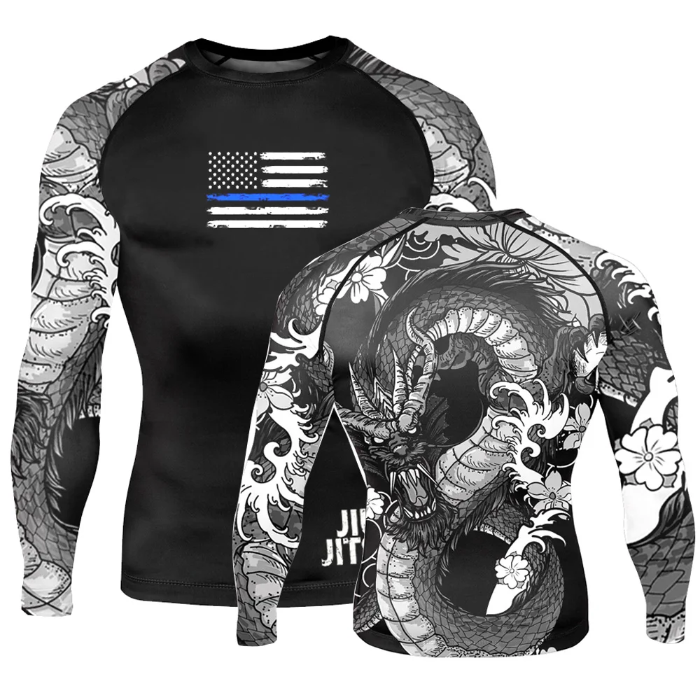 Custom Designed Your Own Unique Men's and Women's Sports Sets Add Your Photos to Brazilian jiu-jitsu MMA Rash Guard Jiu-jitsu tr