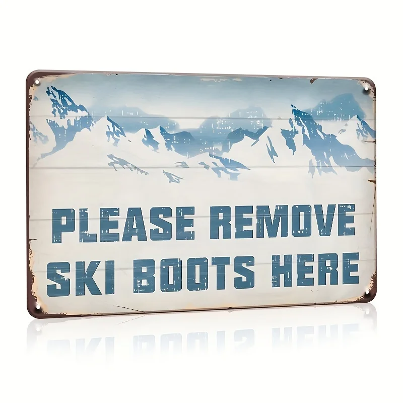 Metal Vintage Ski-Themed Tin Sign - Perfect Wall Art for Hom