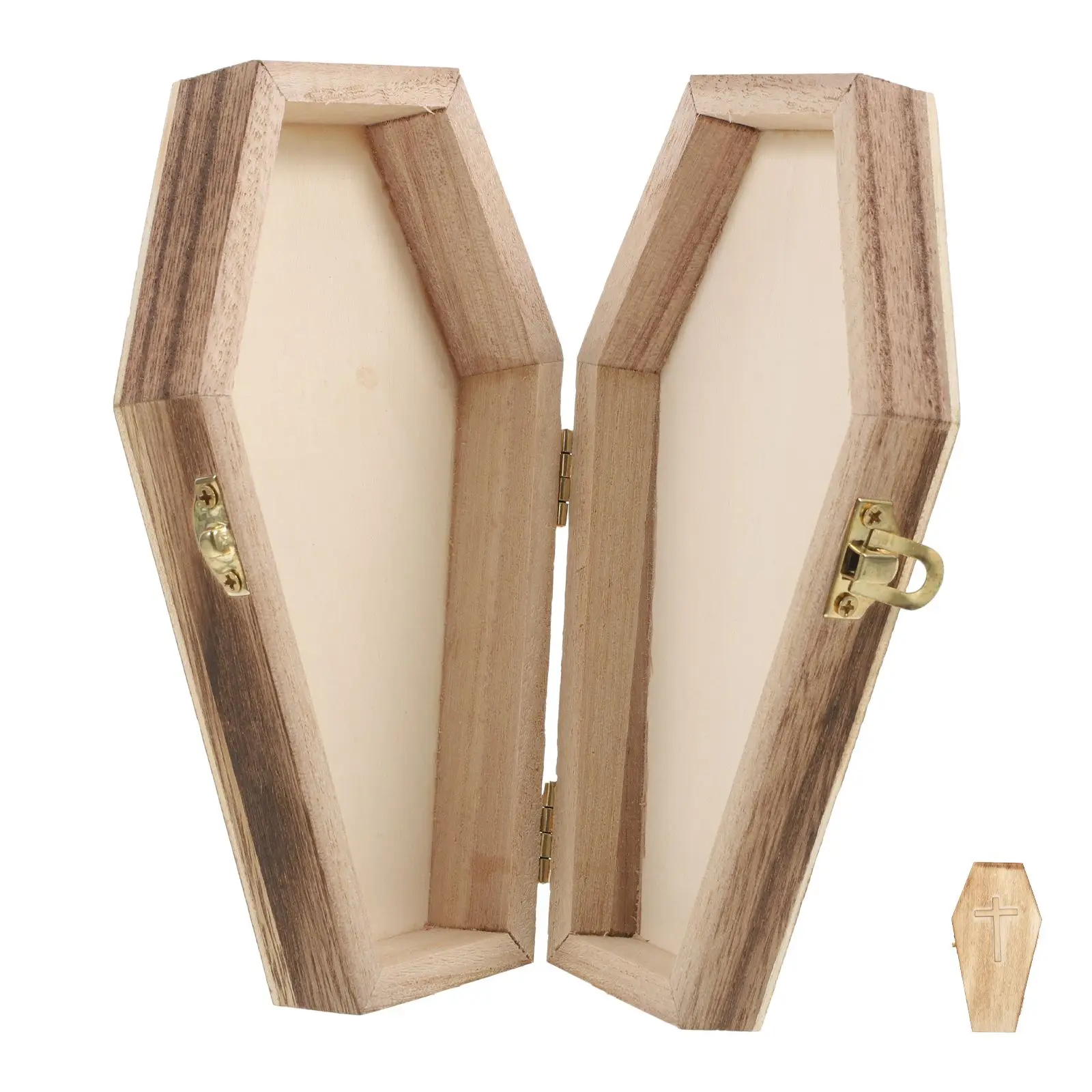 

Coffin Shaped Wooden Jewelry Box Earring Holder Necklace ganizer Halloween Decoration Storage Container Tabletop nament