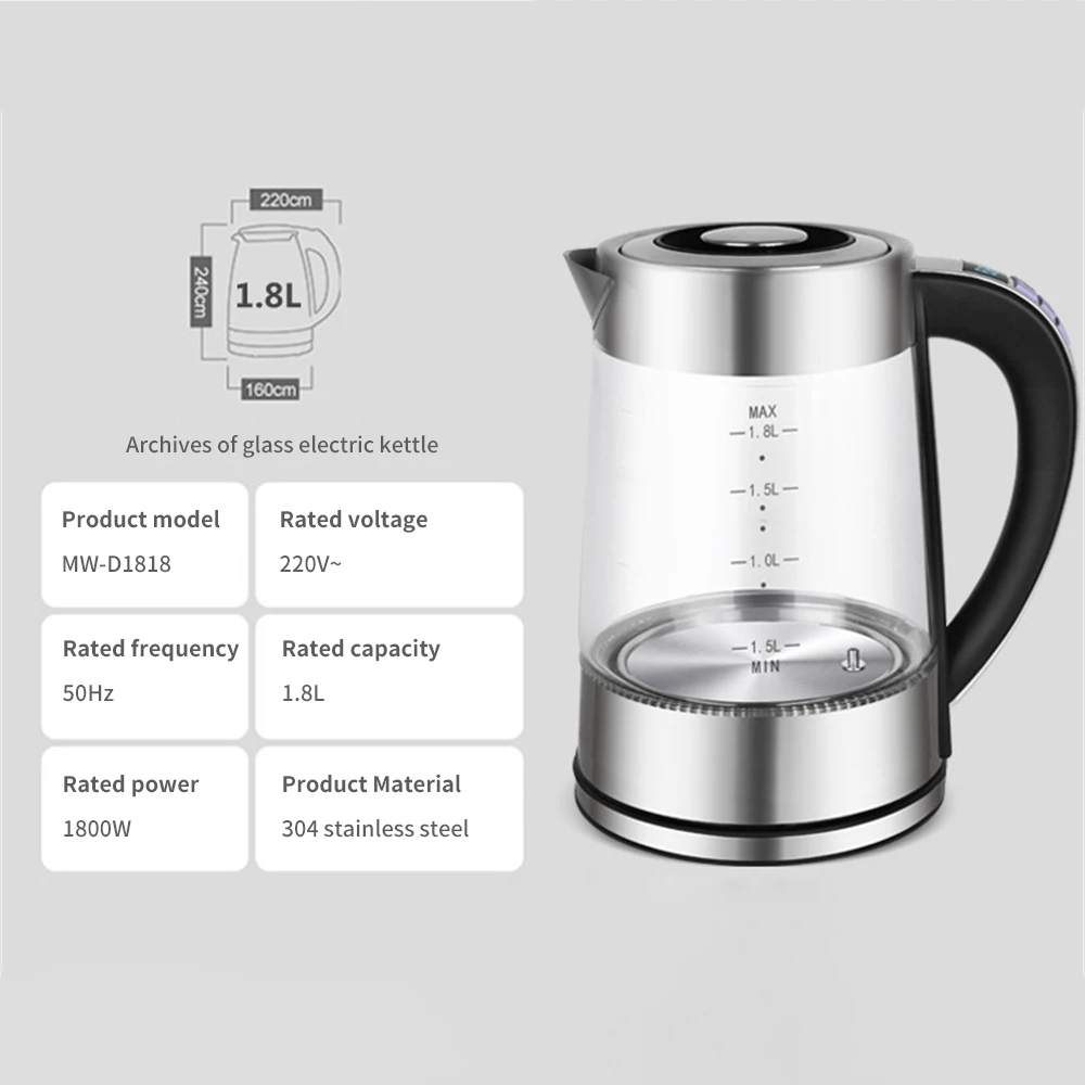 Kettle Transparent New With Insulation Function Household Fast Hot Boiling Kitchen Appliances Electric Kettle High Quality