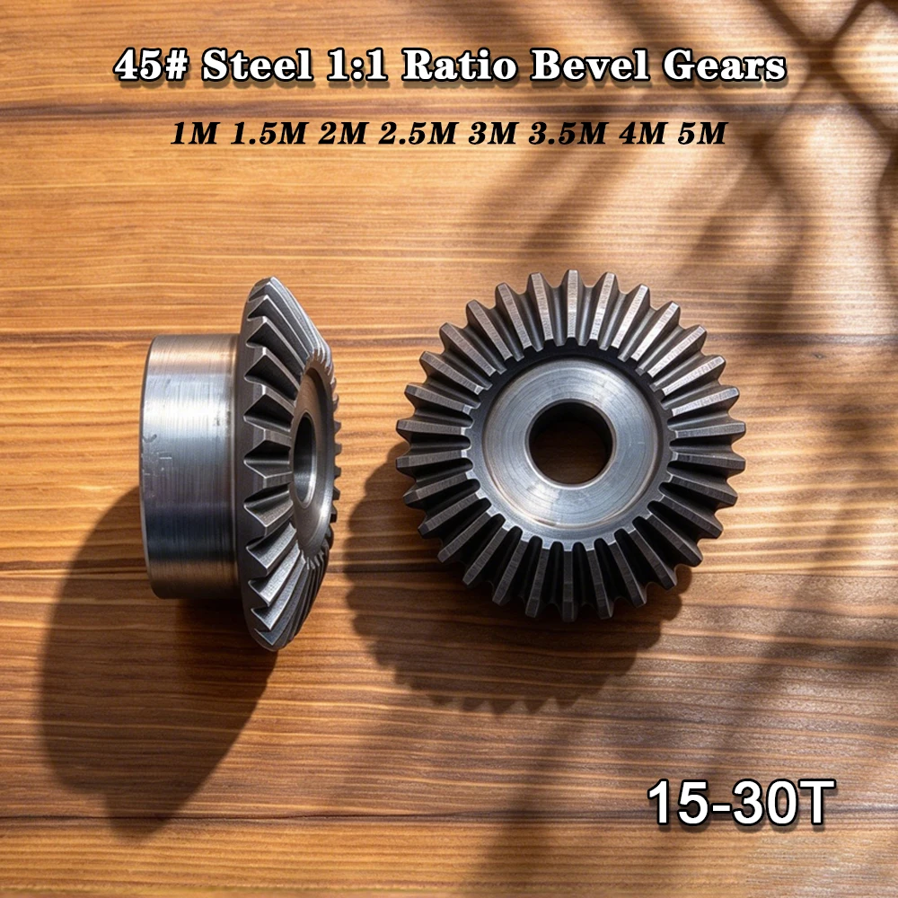 1PCS 1-5M 15-30T Bevel Gear 90 Degree Meshing Angle Transmission Inner Hole 6mm-19mm DIY Model Car Modification Mechanical Gear