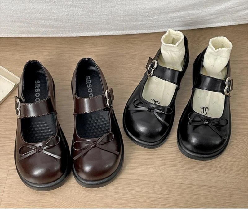 Süße Kawaii Lolita Mary Janes JK Schuhe Damen Kunstleder Kleine Schleife Herz Metallschnalle Flache Schuhe Studentinnen Flache Uniformschuhe – Detail 28