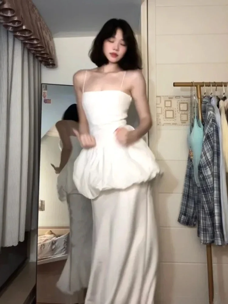 

Elegant Unique Two-Piece Set Top And Halter Skirt Comfortable Cotton Blend Summer Outfit Casual Style for Young Women