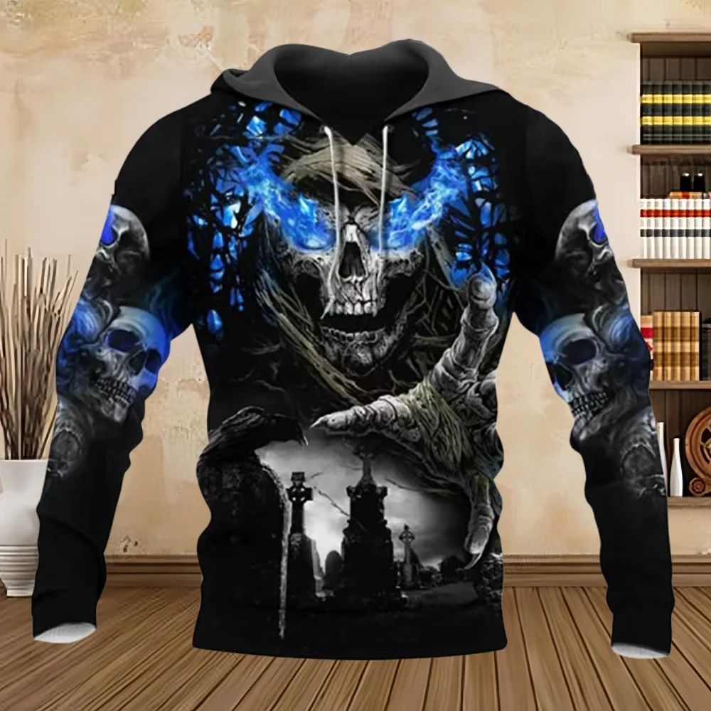 2025 الرجال والنساء ثلاثية الأبعاد الطباعة الرقمية الإرهاب الجمجمة الشارع دعوى Harajuku سترة الرجال معطف رياضي الملابس النمط الأمريكي #4