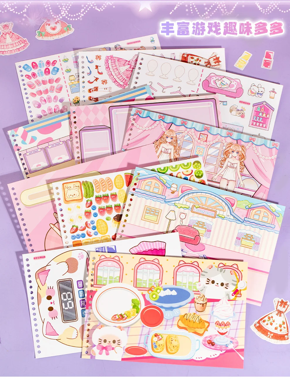 Kawaii outfit change Book Girl Dress Up Children's Educational Handmade Paper Book Baby quiet book
