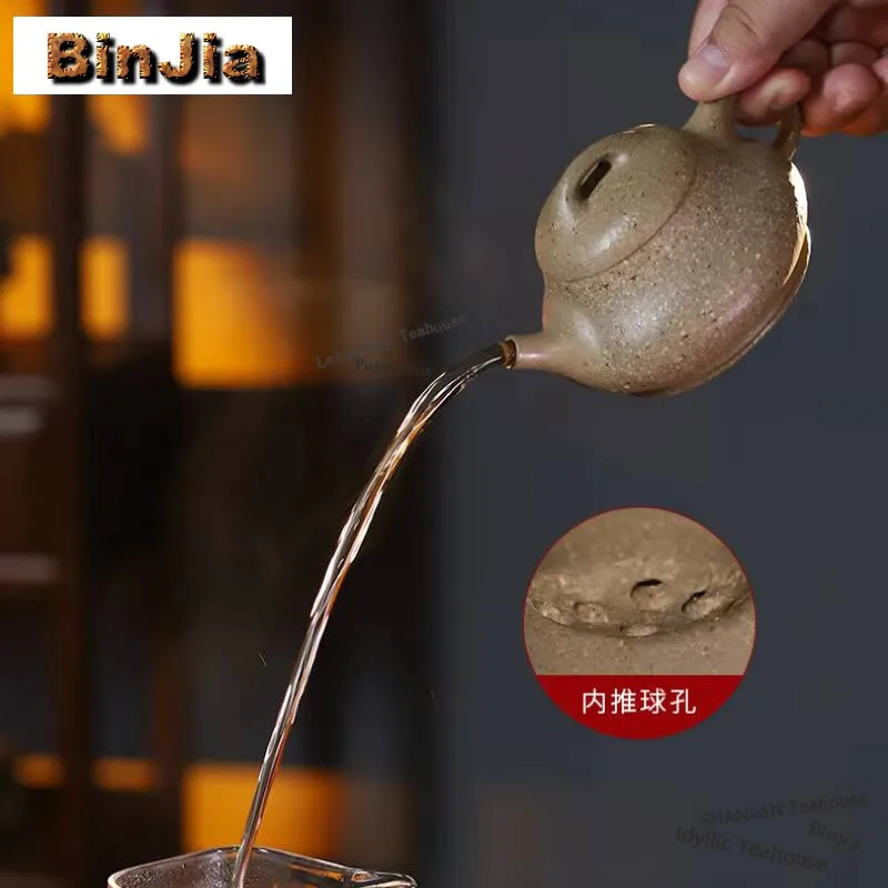 190ml Yixing Purple Clay Teapots Artists Handmade Column Scoop Pot Raw Ore Coarse Sand 16 Mesh Section Mud Kettle Zisha Tea Set view 3