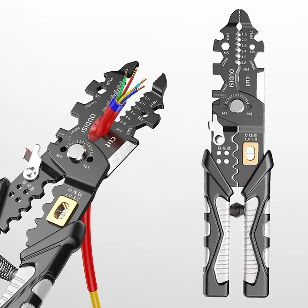25 in 1 Wire Stripping Pliers Multi Functional Ring Crimpper Electrician Peeling Network Cable Stripper Professional Tools
