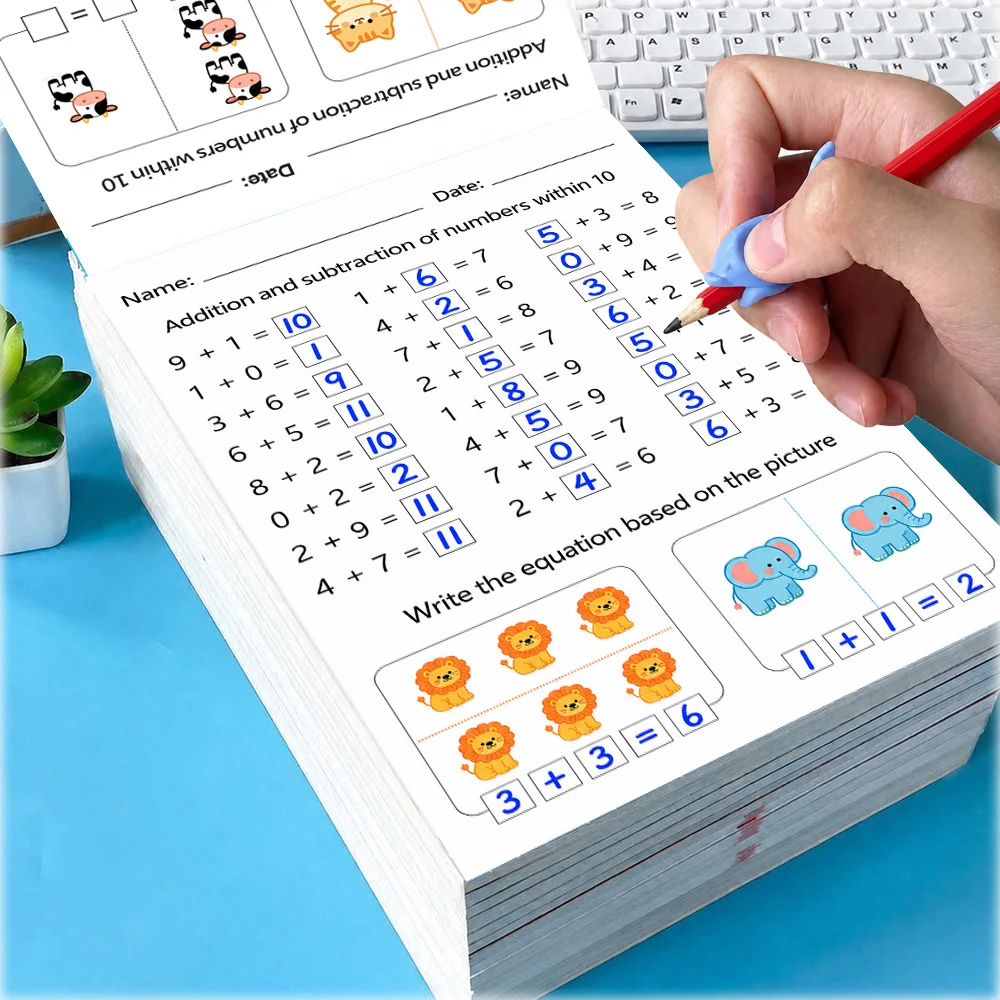 Addition and Subtraction Within 20 Math Workbook 64 Pages Kids Visual Arithmetic Preschool Early Math Practice Book ﻿