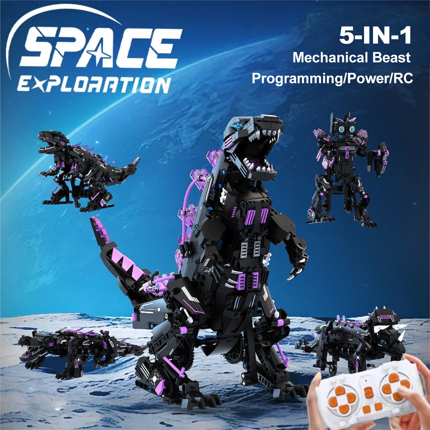 

2025 5 in 1 Mechamorph Beast Transformable Building Blocks Monster Programming Remote Control Robot Toys Christmas Gifts
