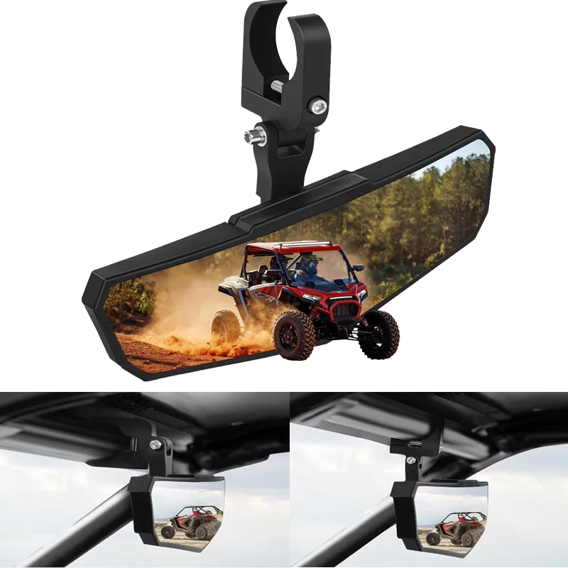 مرآة الرؤية الخلفية UTV HD SXS مرآة مركزية مع مشبك ألومنيوم تناسب 1.5 "-2.0" لـ Polaris RZR Maverick Can Am X3 Kawasaki Yamaha