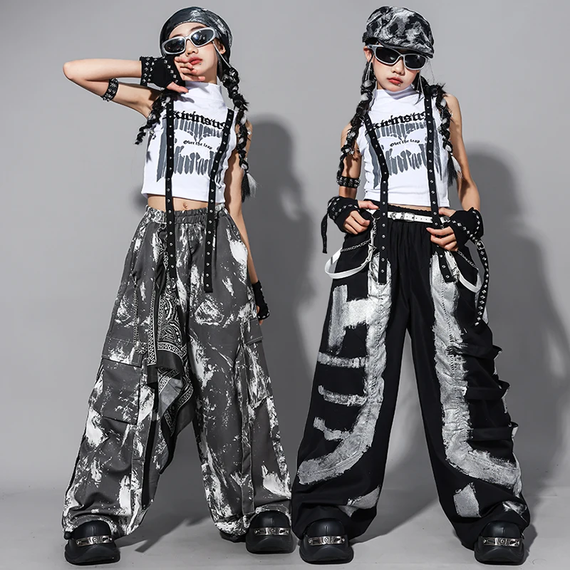 T-shirt per ragazze Hip Hop Pantaloni cargo mimetici Pantaloncini da ballo di strada Ragazze K-pop Jazz Costume Set di vestiti per bambini Bambini Streetwear