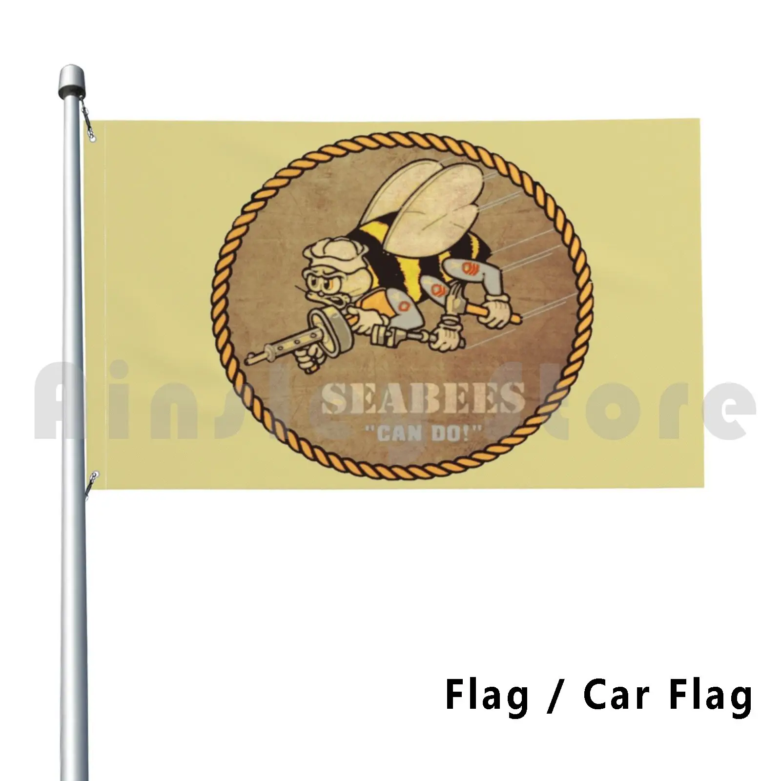 Seabees Ww2 Patch Flag Car Flag Funny Seabees Ww2 Patch Bees Skull Bomber Number 7 Usa Airforce Boeing