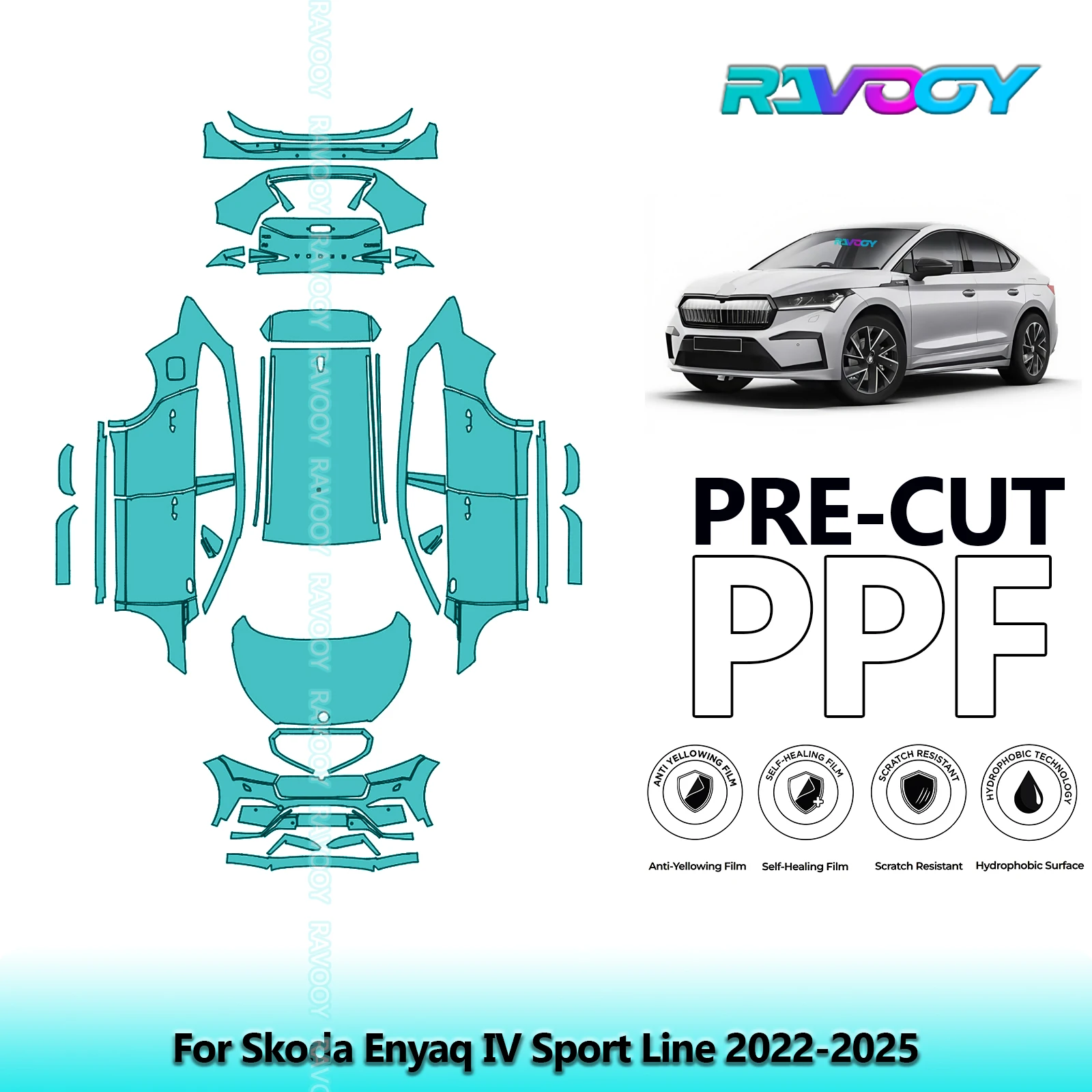 

Full Vehicle Clear Bra Precut PPF Paint Protection Film For Skoda Enyaq IV Sport Line 2022-2025