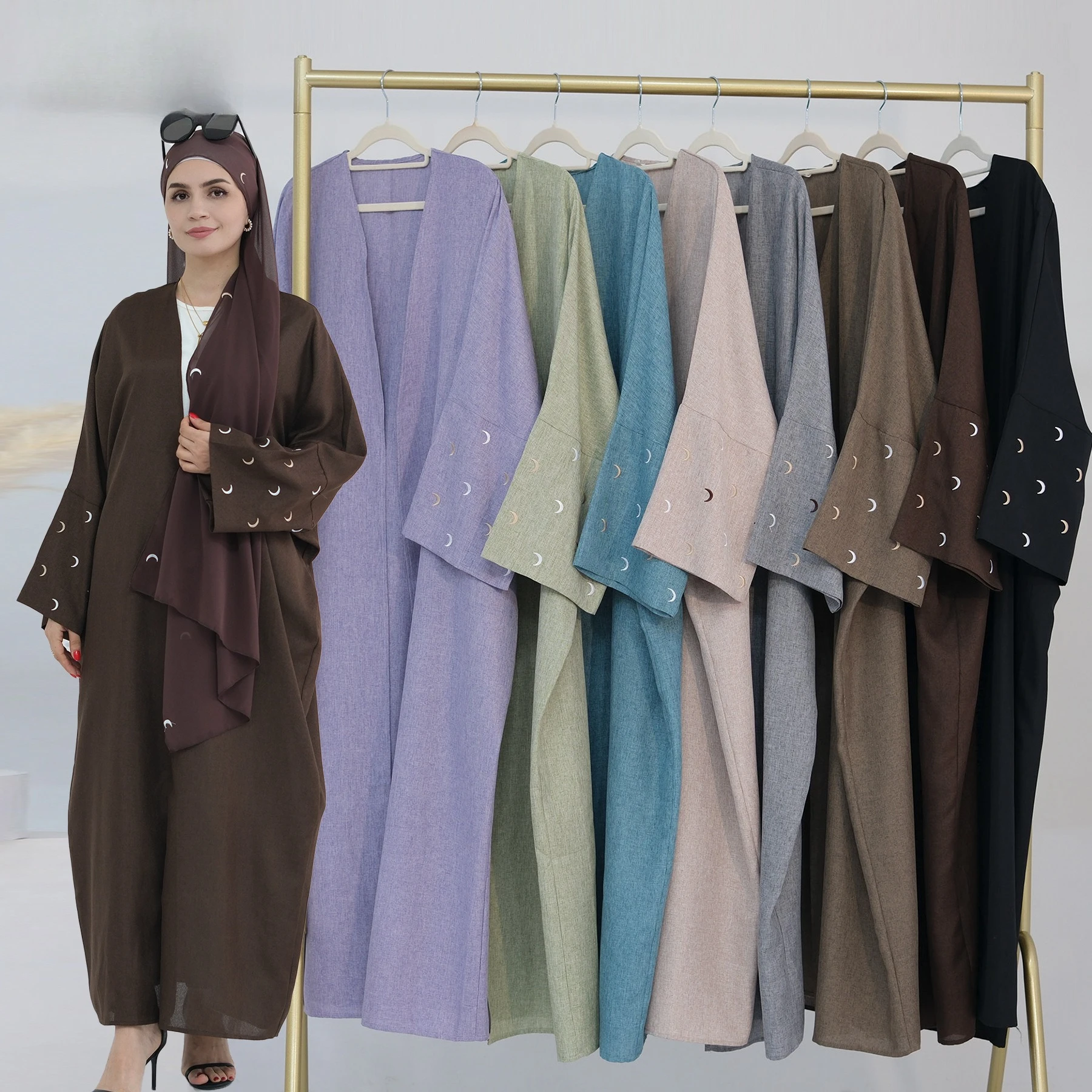

Turkey Dubai Embroidered Elegant Cardigan Robe