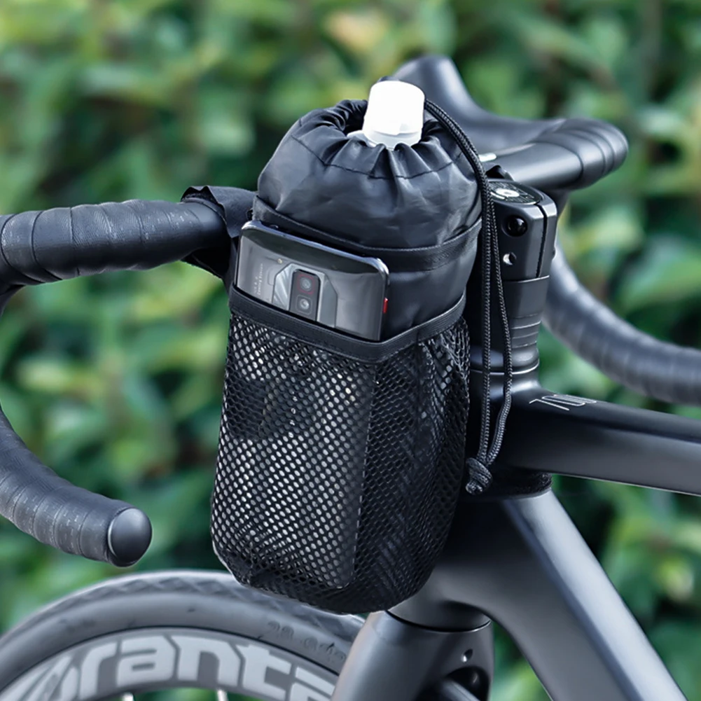 

Bike Insulated Kettle Handlebar Bag Waterproof for Electric Scooter Motorcycle Universal Bike Bottle Holder with Mesh Pocket
