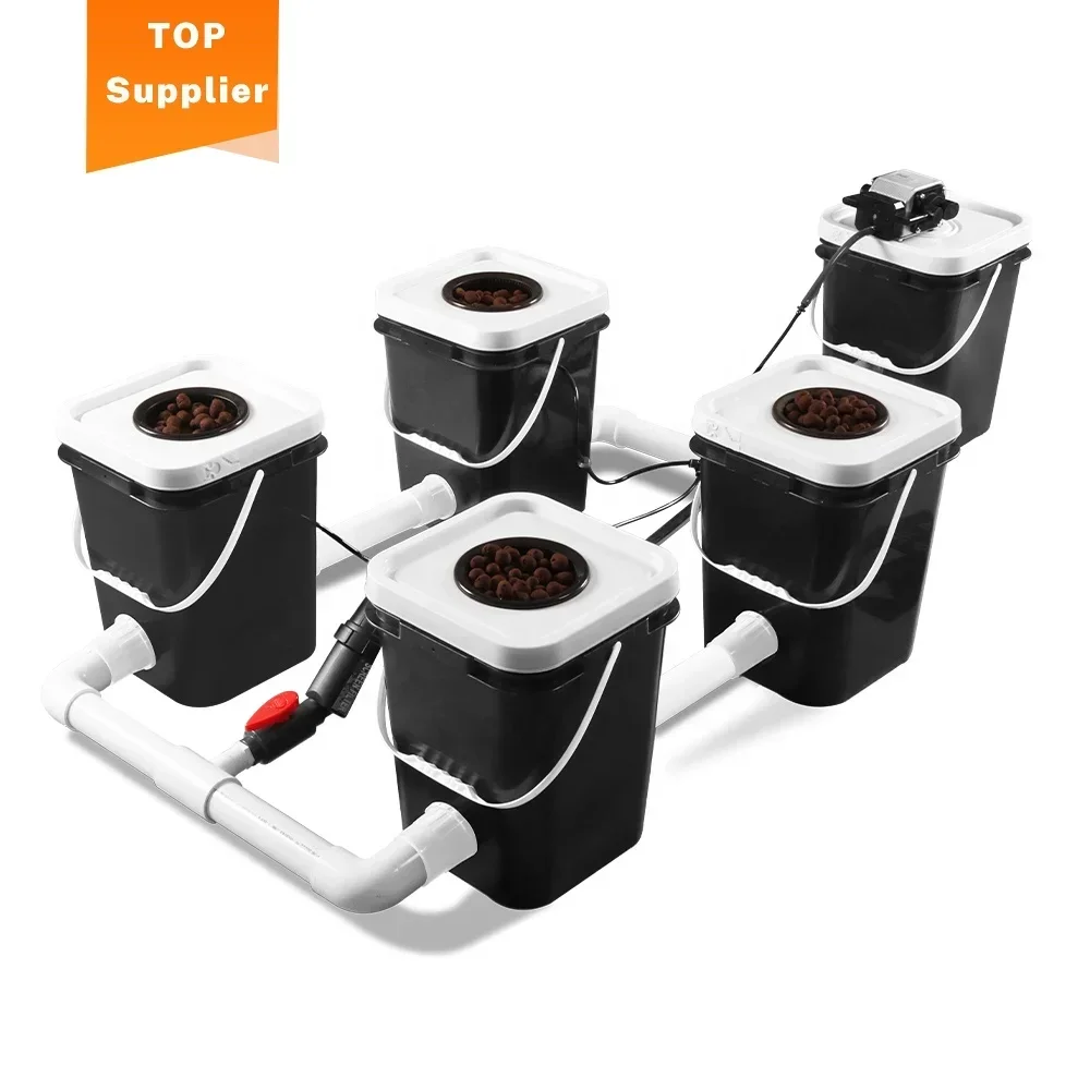 New Deep Water Culture 5 Gallon 4 6 8 10 12 Site Bubble Flow Buckets DWC RDWC Hydroponic Growing System Kits