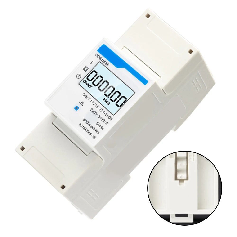 Smart 220V Single Phase KWH Meter DIN Rail Mount Digital Screen RS485 Interface For Home And Rental Property Power Consumption T