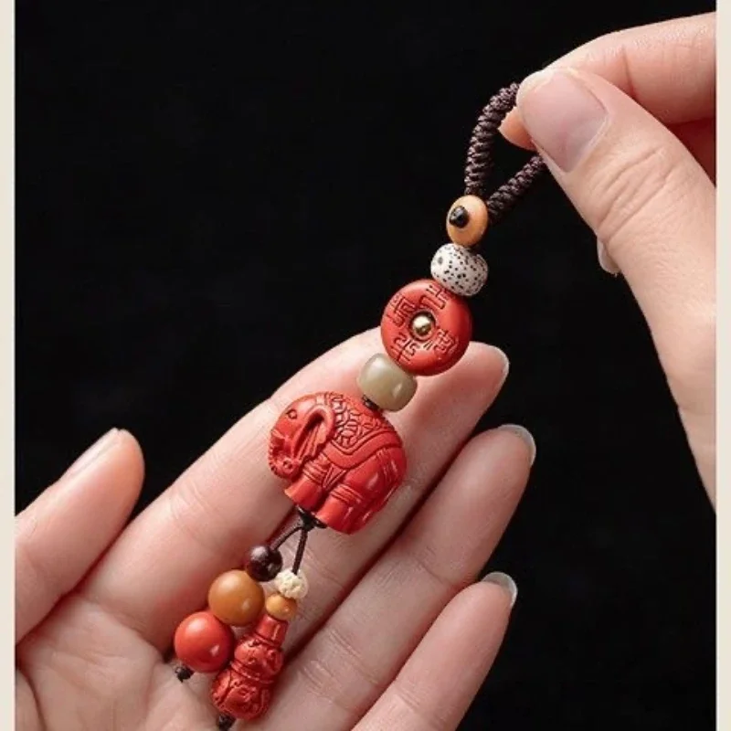 

Purple Gold Sand Cinnabar Elephant Keychain,Emperor Sand Red Sand Car Keychain Pendant, Bag Pendant