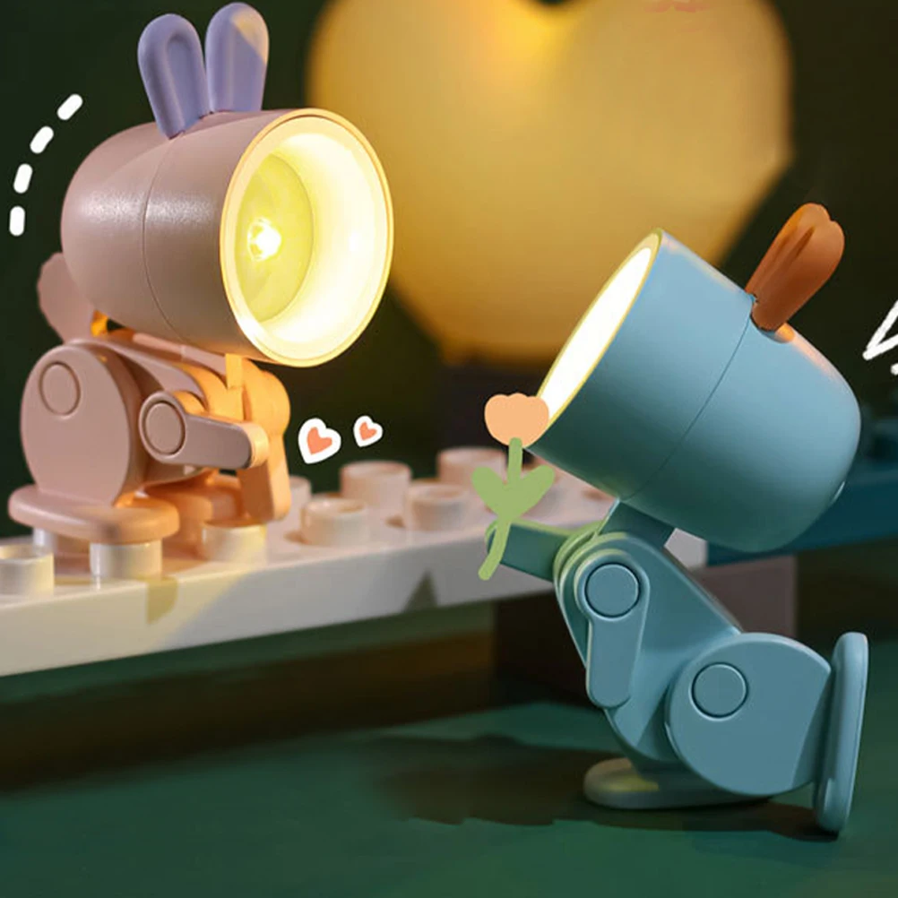 

4Pcs Small Table Lamp nament Animals LED Night Light Decorative Bedroom Cartoon Rabbit PVC ABS Kids Room Student