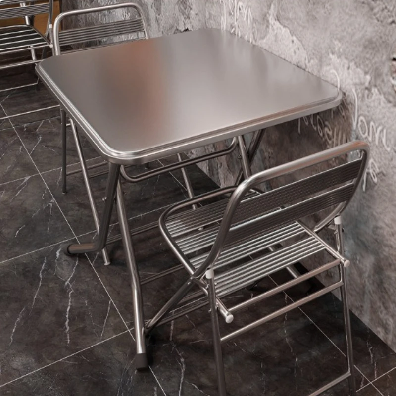 

Складной обеденный стол из нержавеющей стали в индустриальном стиле, квадратный, для ресторана, компактный, для бистро, сверхпрочный, для кухни