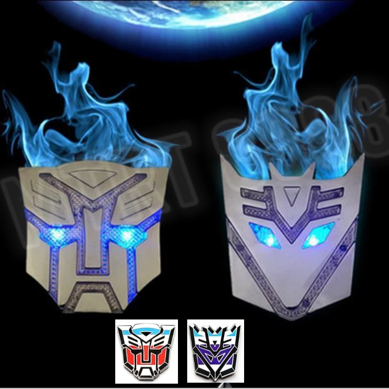 Solar Transformers Badge  LED Flashing Light Car Stickers Car Decoration Warning Anti-rearend Motorcycle Car Stickers