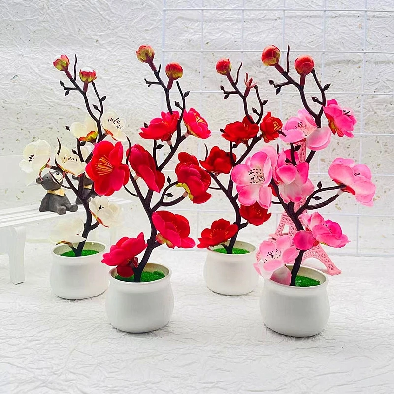 Artificial Flowers Simulated Butterfly Orchid Bonsai Fake Flower Potted Green Bonsai Pot For Home Wedding Decor Decorative Plant