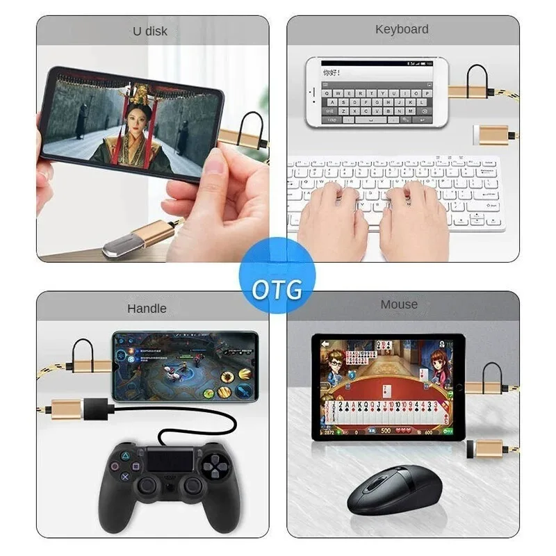 （Color Random）2in1 USB 3.0 OTG Adapter Cable Fast Transfer Braided Cord For Samsung MateBook U Disk Tablet PC Card Reader