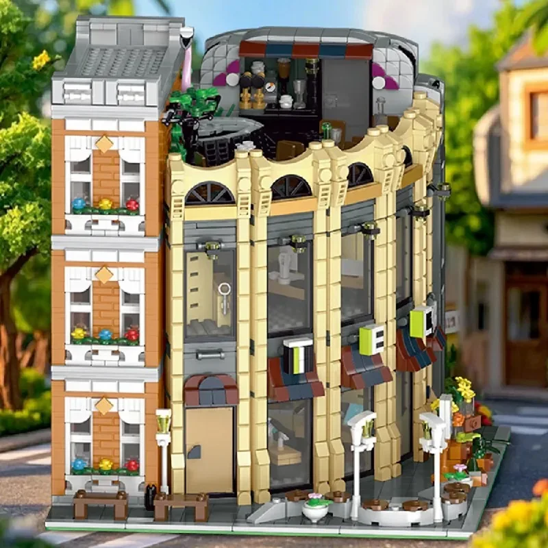 3231PCS Creativo Esperto MOC Angolo Rotondo Negozio Building Blocks Città Street View Negozio di Stile Europeo Modello Modulare Giocattoli Per Bambini Regalo