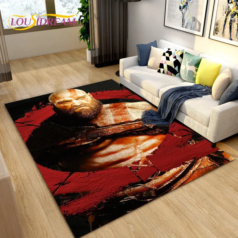 God of War Game Gamer  Area Rug Large,Carpet Rug for Living Room Bedroom Sofa Doormat Decoration,Kids Play  Non-slip Floor Mat