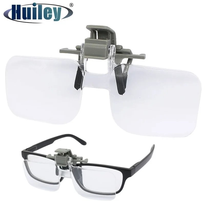 2X Reading Magnifying Glass with Clip Acrylic Glasses Magnifier Light-weight Embroidered Loupes Needlework Crafts Vision Aids