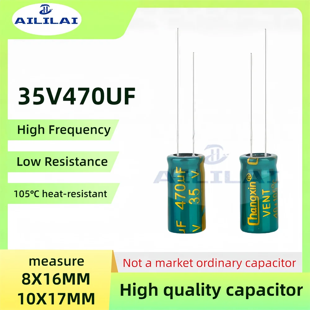 20PCS Original 35v470uf Low ESR/Impedance High Frequency 35V 470UF Aluminum Electrolytic Capacitor 35V470UF Size: 8X16/10X17MM