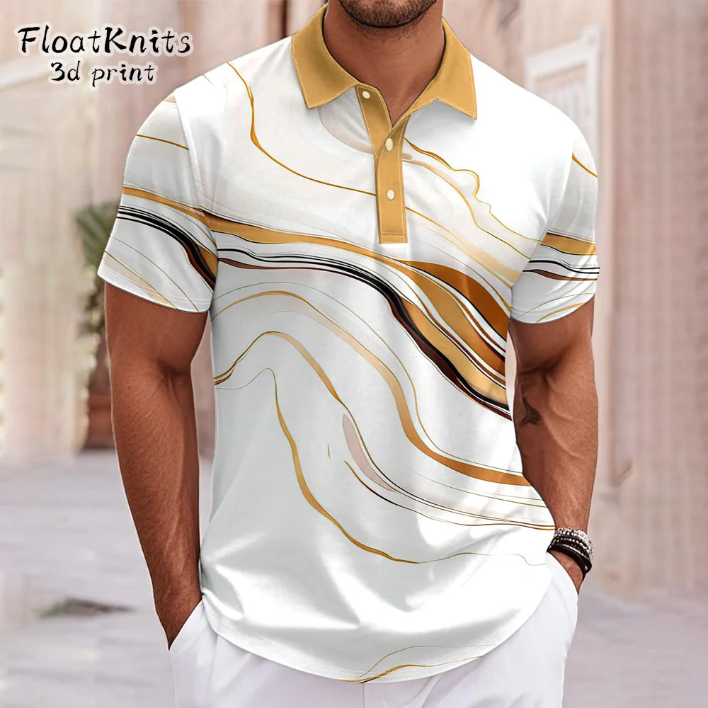 

Fashion Tie-Dye Gradient Men's Polos T-Shirts Short Sleeve 3D Printed Street Trend Polo Tee Summer Oversized Casual Pullovers