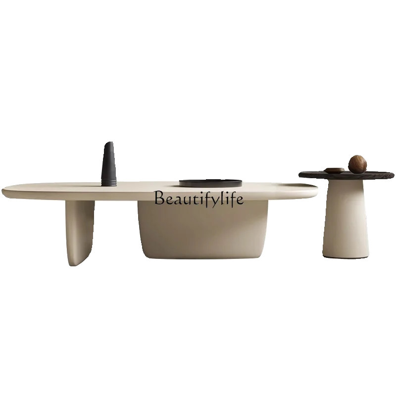 

French cream style household combination coffee table small apartment mocha light luxury coffee table