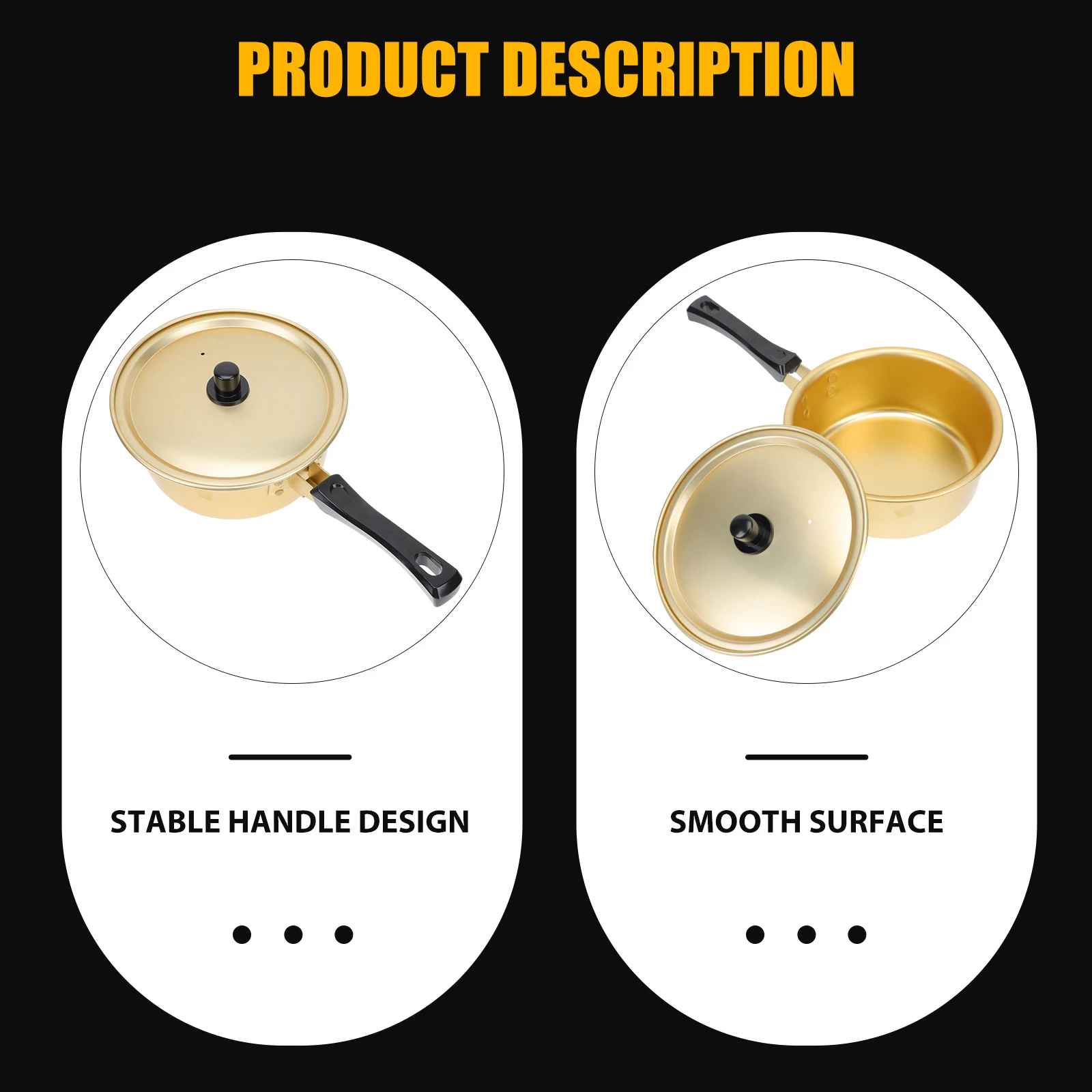 

1PC Instant Noodle Pot Gold Aluminum Korean Ramen Pot Cooking Soup Boiling Heat Resistant Kitchenware Outdoor Stockpot Food