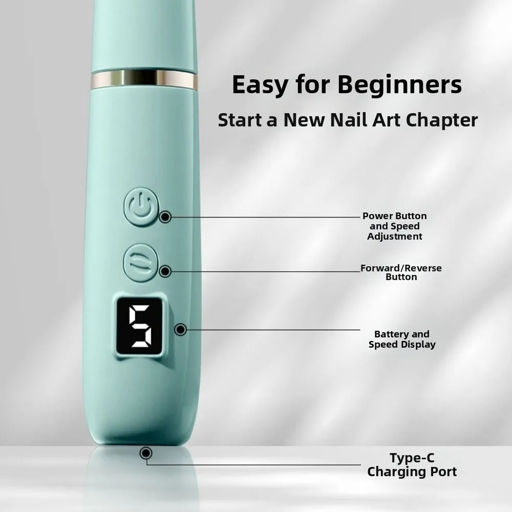 Professional Grade Electric Nail Drill Machine Low Noise Multiple Gears Nail Sander Dead Skin Removal Grinding Polishing
