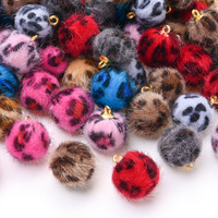 20Pcs Leopard Print Plush Ball Pendant Plush Accessories for Diy Crafts Jewelry Making Earring Charms Bag Pendant Supplies