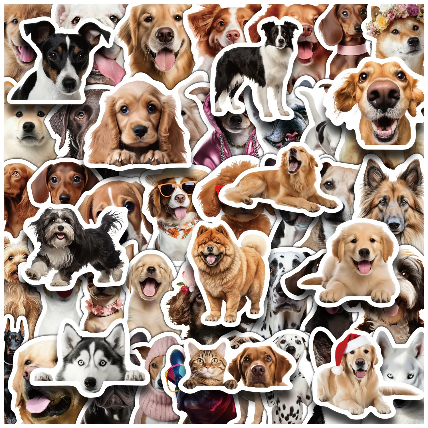 

50PCS Cute Puppy Stickers Cartoon Puppy Expression Cute Pet DIY Decorative Laptop Phone Case Gift Waterproof Sticker Kids Toy